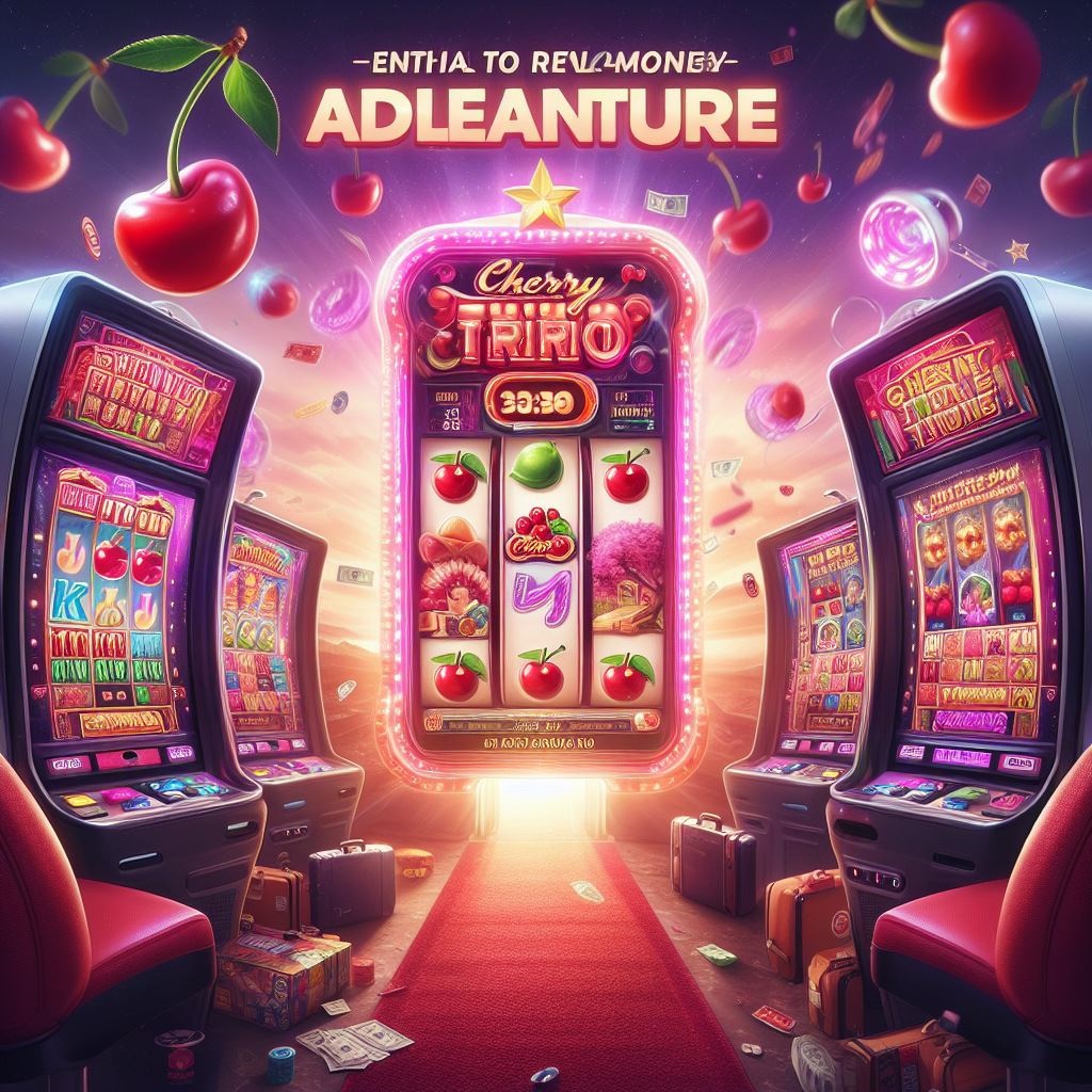 Cherry Trio Slot, featuring vibrant symbols and flashing lights, showcasing the excitement and potential rewards awaiting real money players.